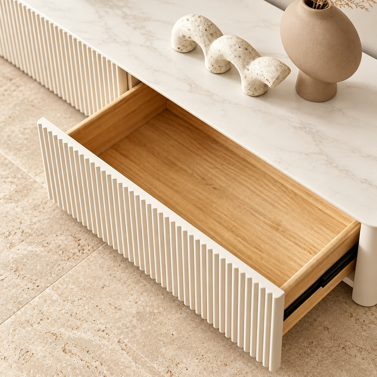 Chelsea Fluted Sintered Stone Top 4 Drawer Coffee Table