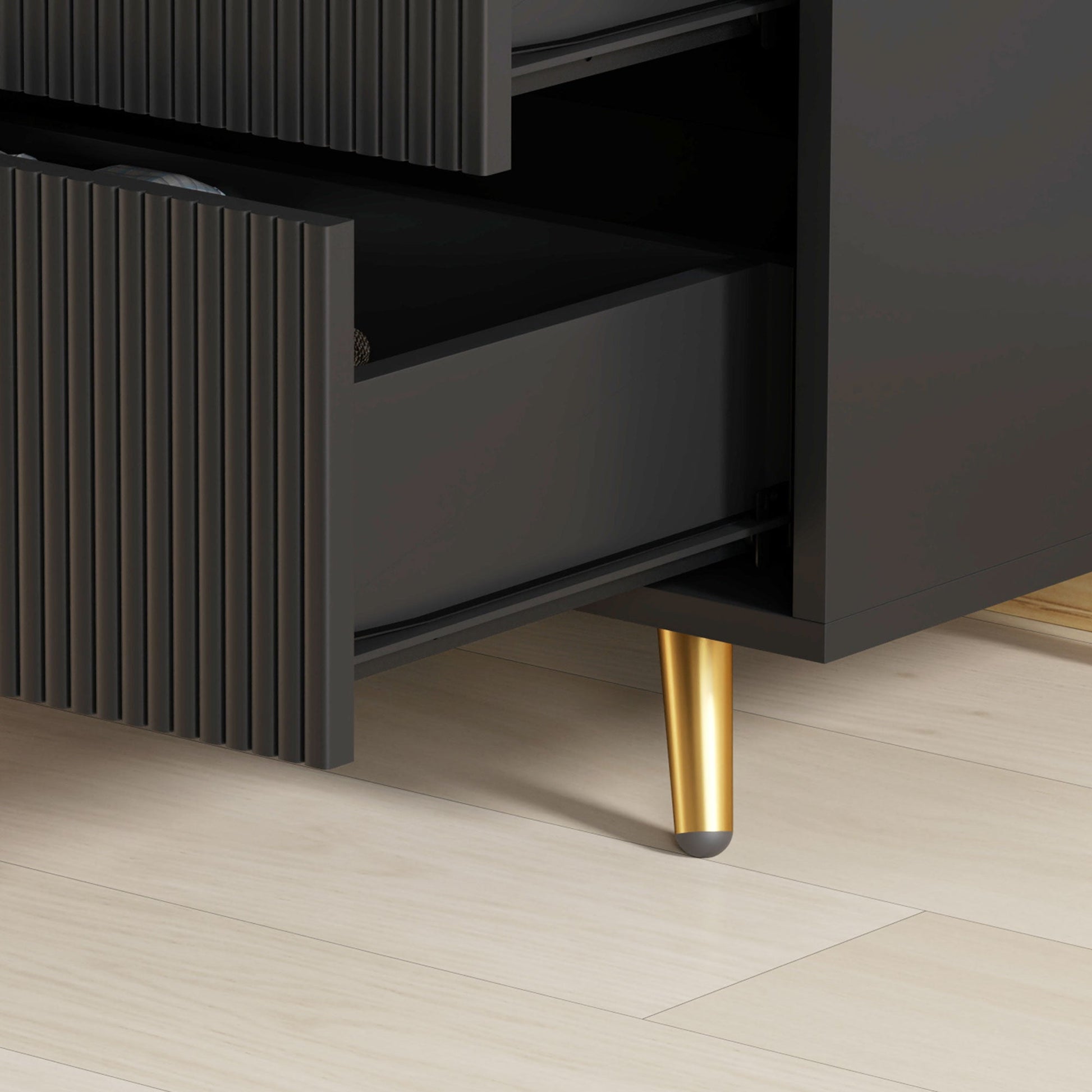 Elegant Four-Drawer Chest Table - Black