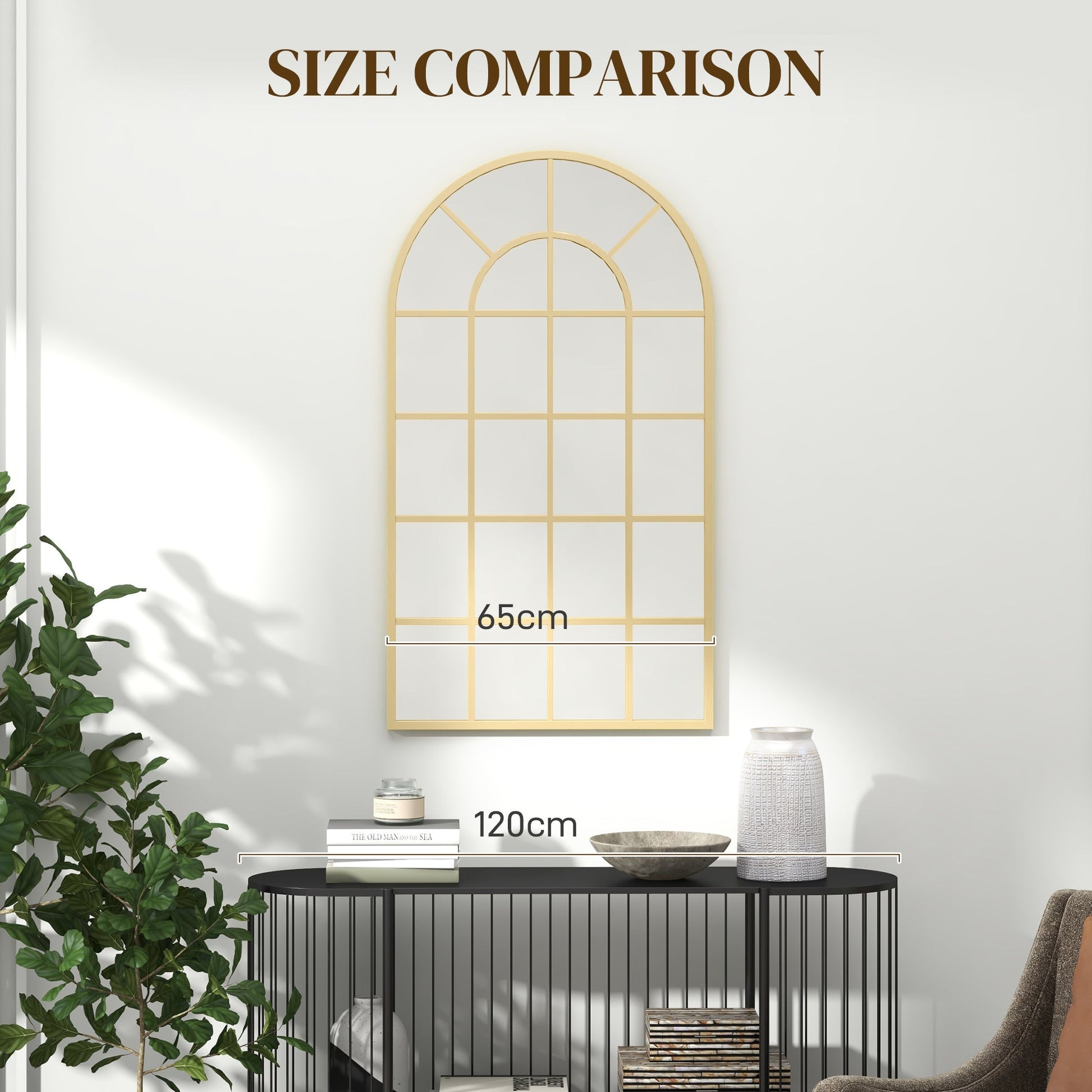 Arched Decorative Wall Mirror for Bedroom Living Room, Modern Window Bathroom Mirror for Home Decor
