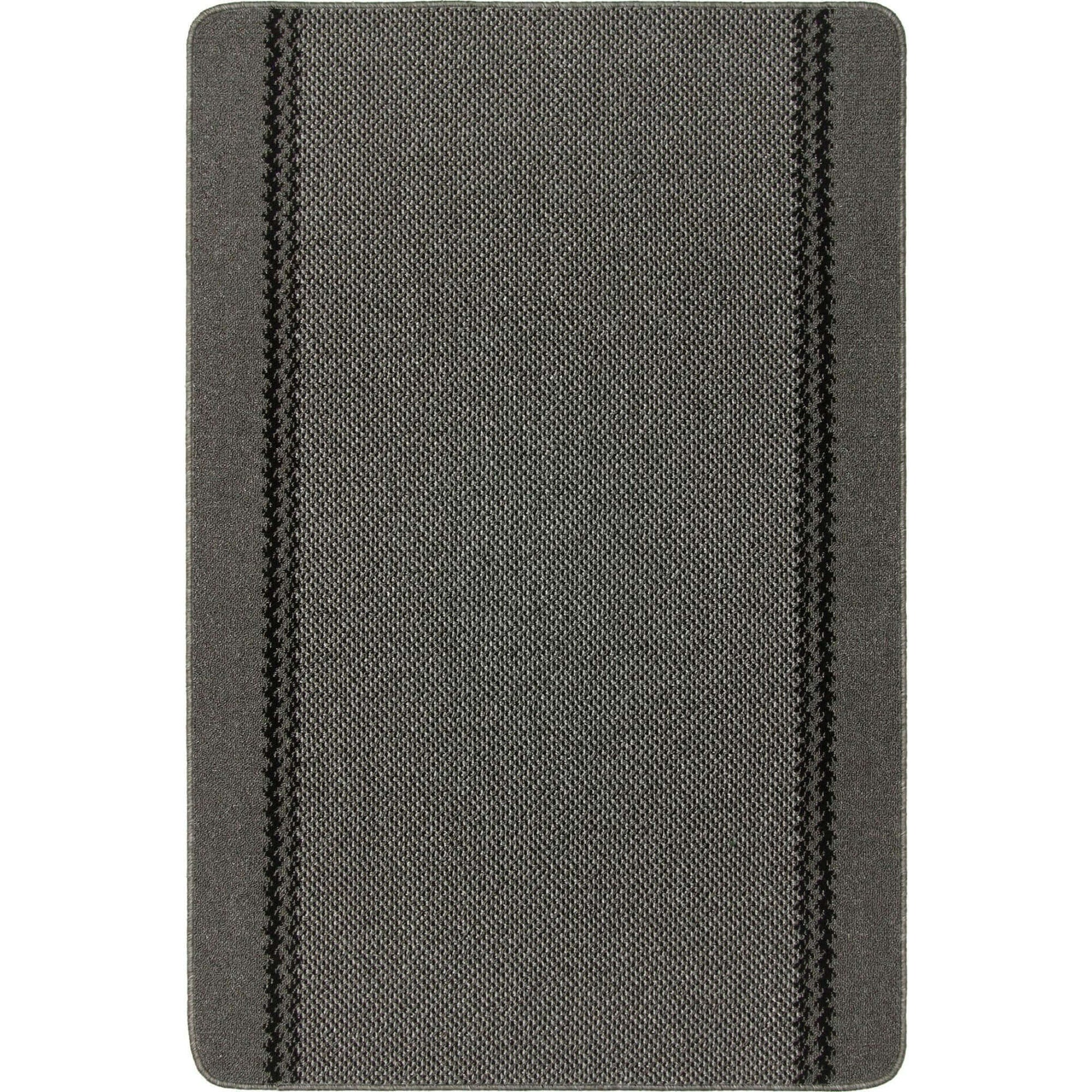Washable Bordered Dark Grey Rug | 116D