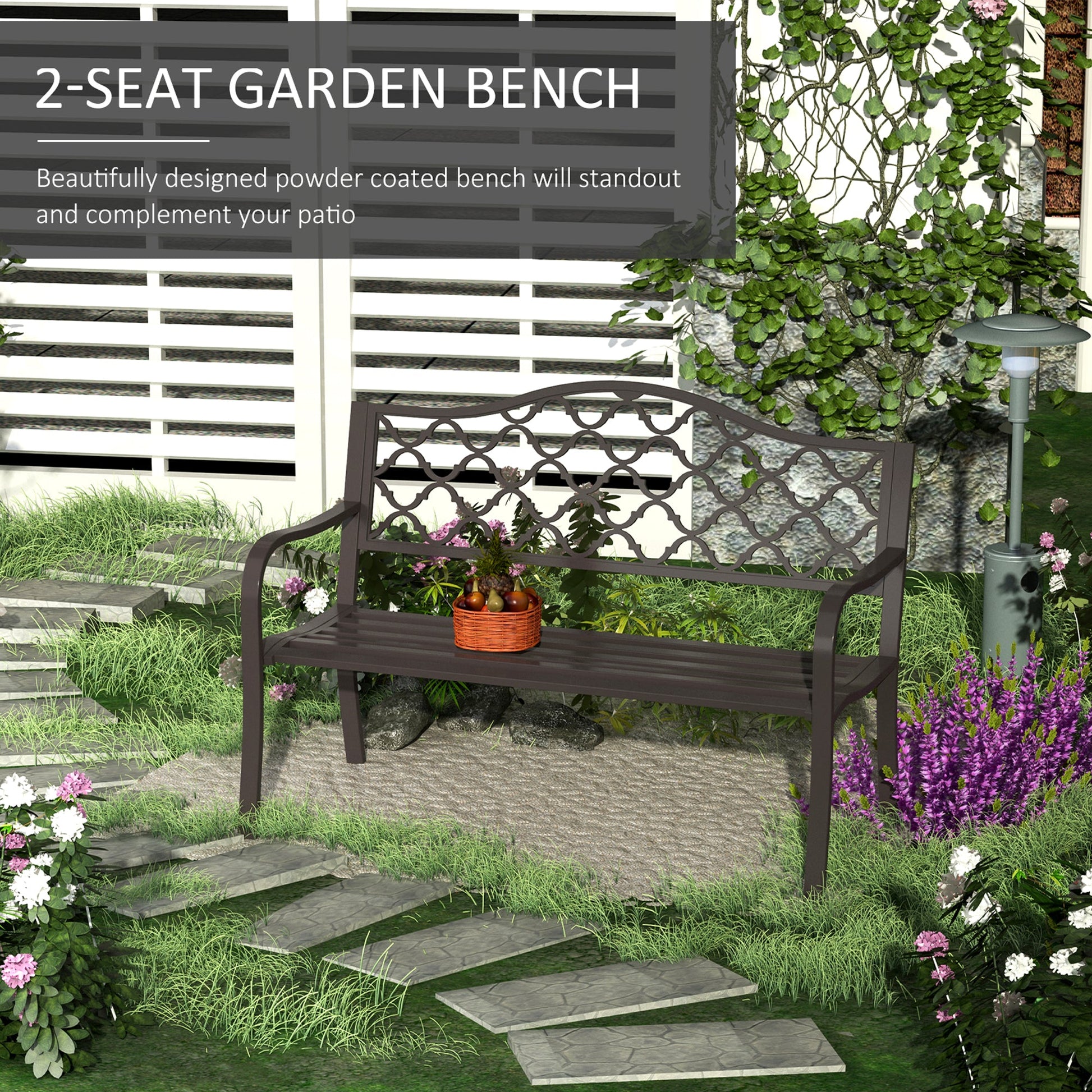 Antique Style Outdoor Cast Iron Front Porch Bench Path Chair Seat Outdoor
