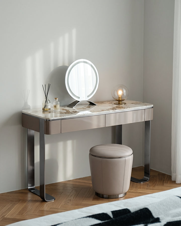Kirsten Dressing Table with LED Mirror, Marble