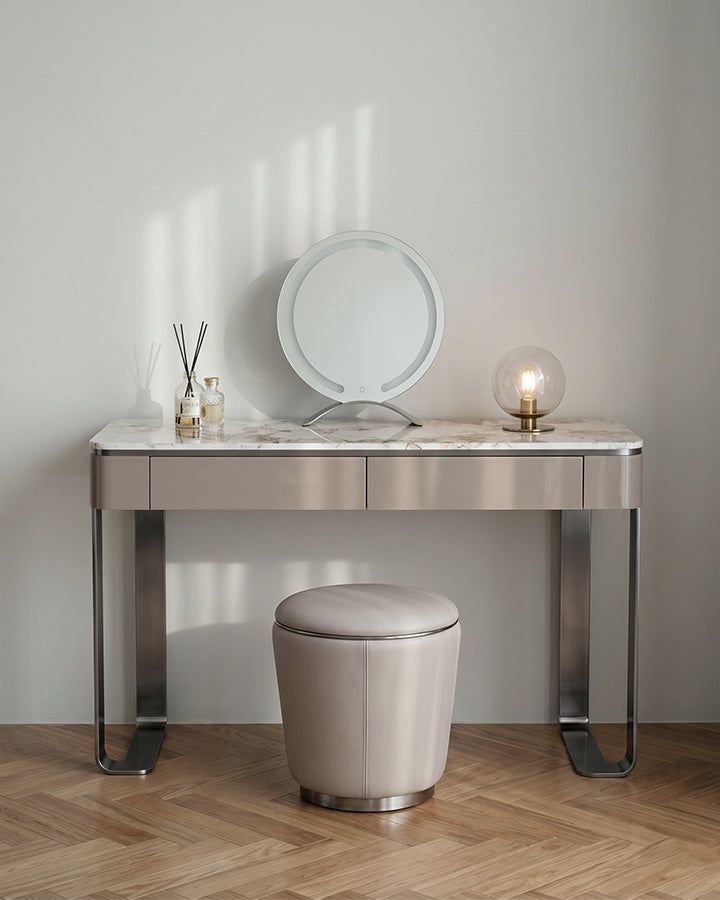 Kirsten Dressing Table with LED Mirror, Marble