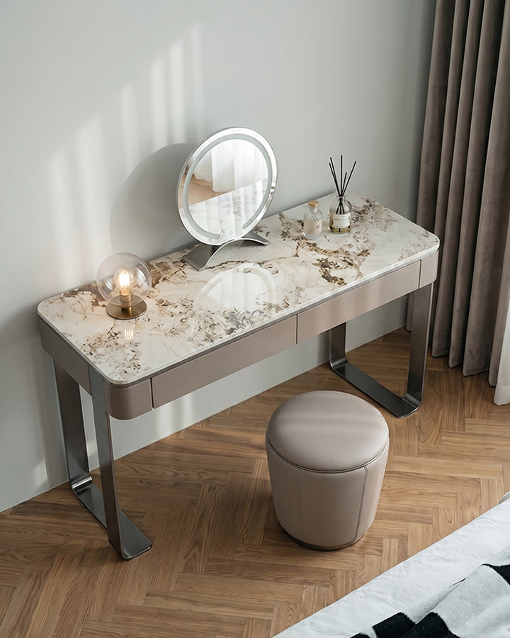 Kirsten Dressing Table with LED Mirror, Marble