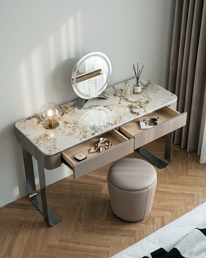 Kirsten Dressing Table with LED Mirror, Marble