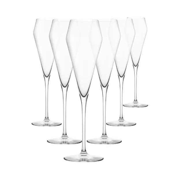 Edge Champagne Glass Flutes - 220ml - Set of 6