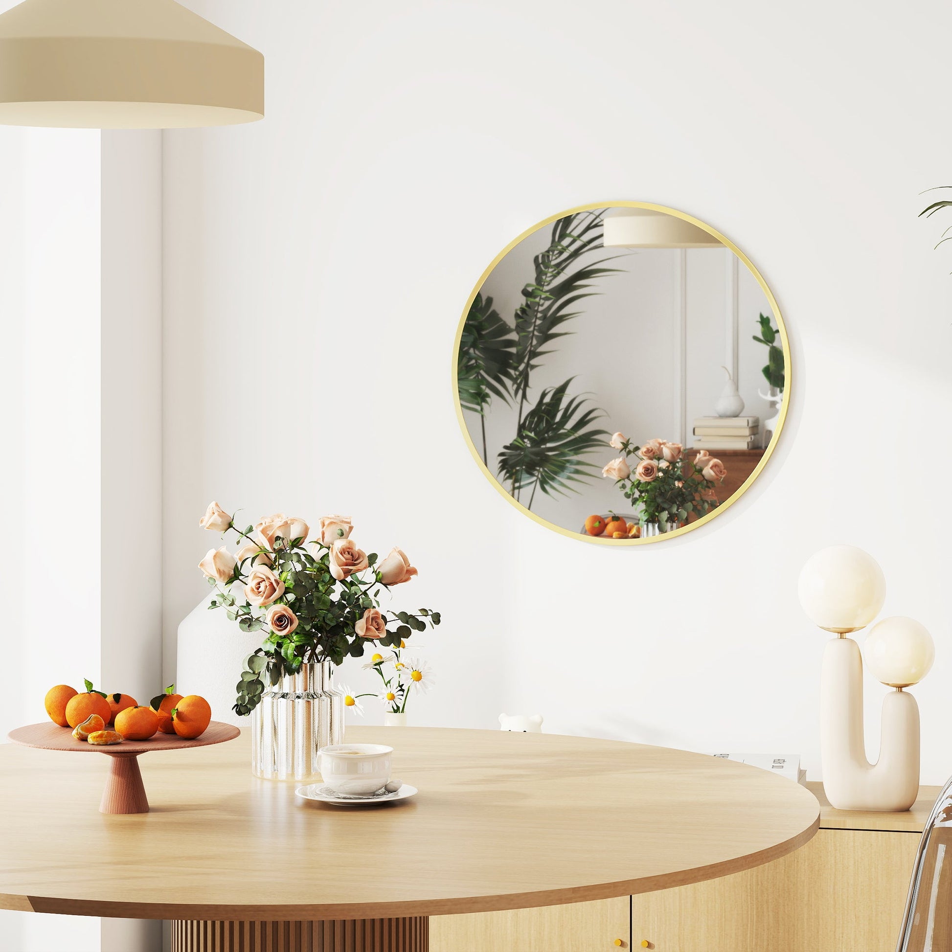 Decorative Wall Mirror for Bedroom Living Room, Modern Round Bathroom Mirror for Home Decor, Gold Tone