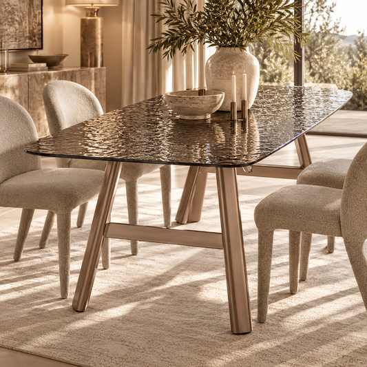 Capello Smoked Bubble Glass Dining Table 200cm