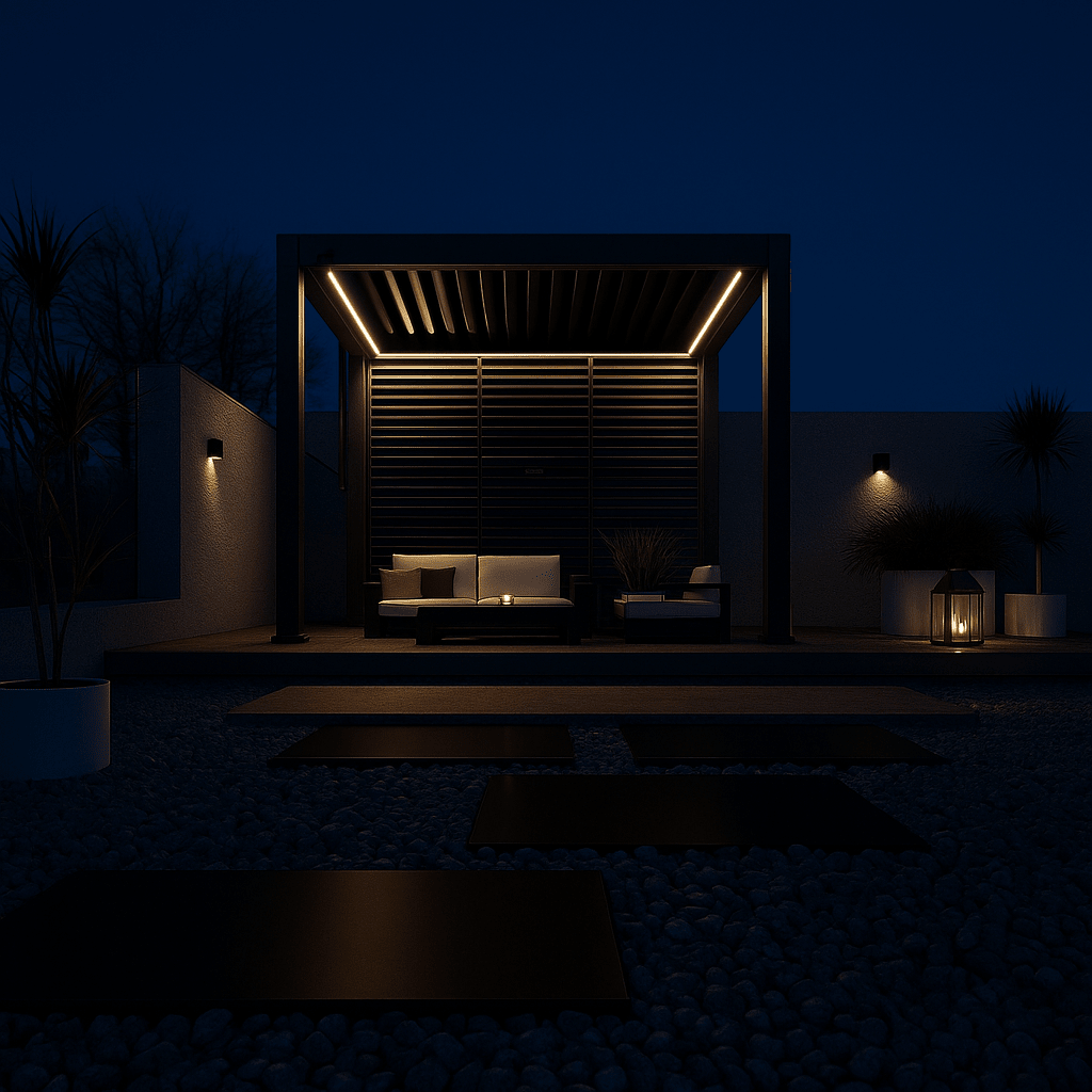 Aluminium Pergola 3m x 3m Free Standing with LED Package