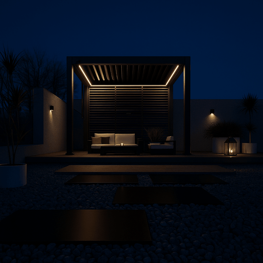 Aluminium Pergola 3m x 3m Free Standing with LED Package
