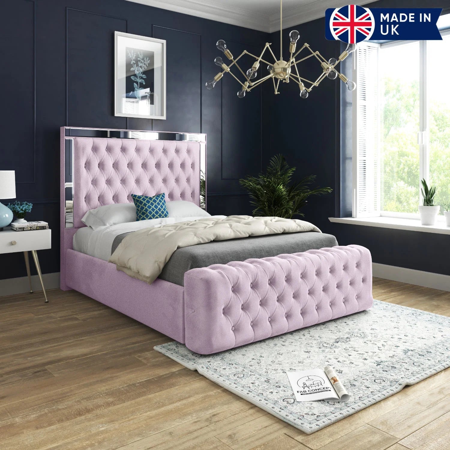 Matilda Mirrored Upholstered Bed Frame