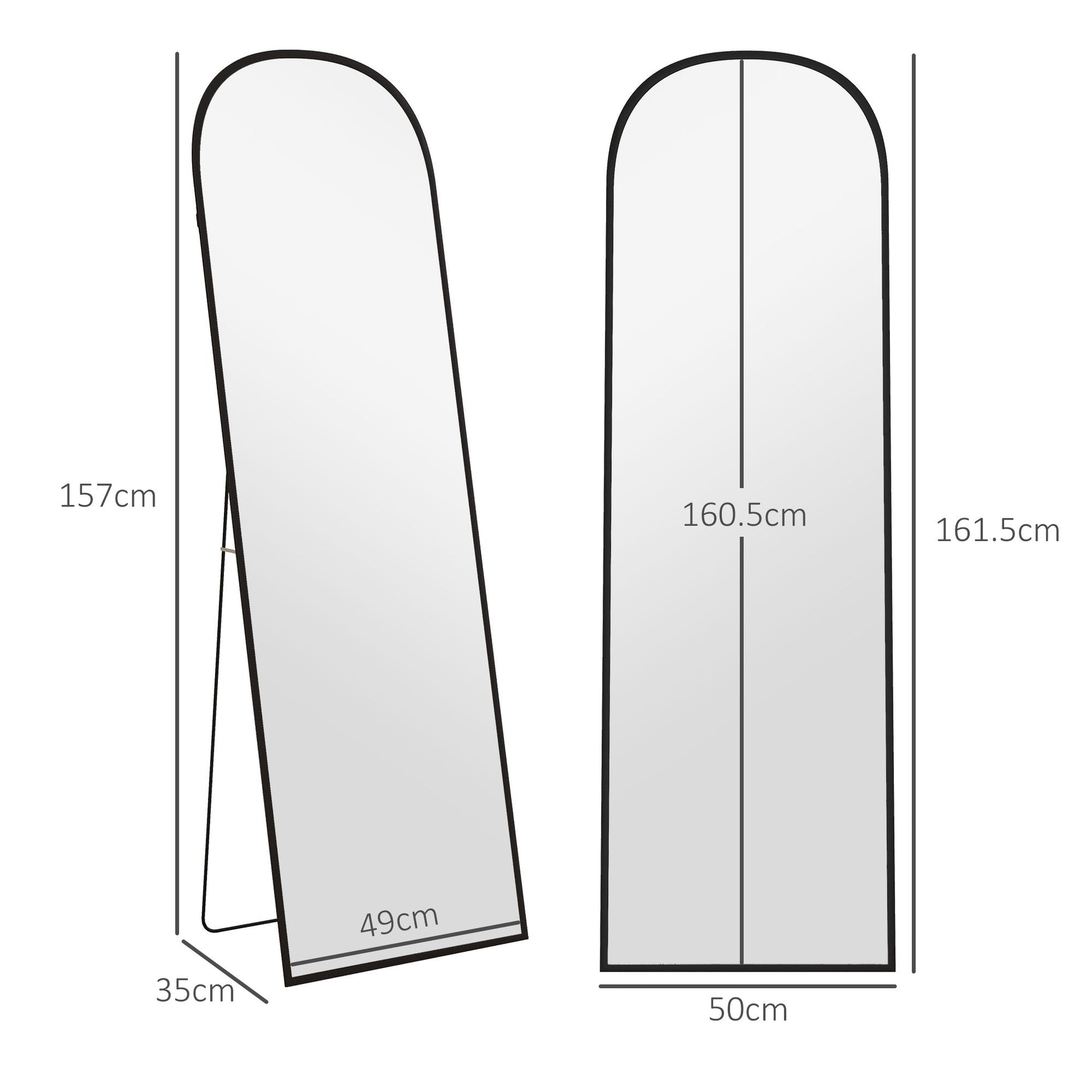 Aluminium Frame Standing Mirror - Black