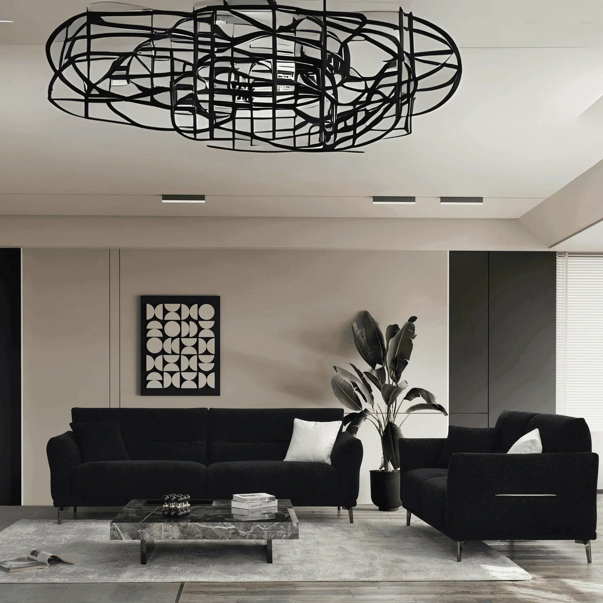 Albert Sofa Range in Black Lux Boucle Fabric