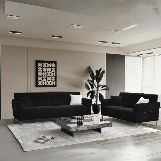 Albert Sofa Range in Black Lux Boucle Fabric