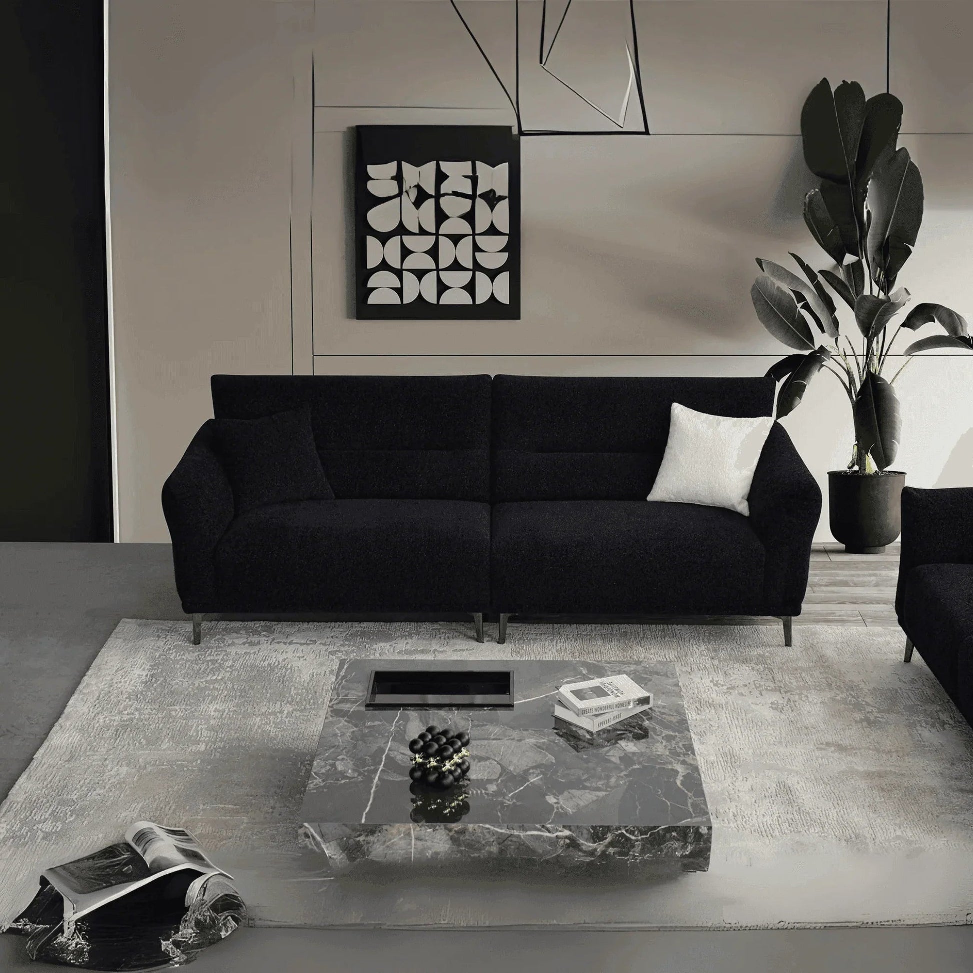 Albert Sofa Range in Black Lux Boucle Fabric
