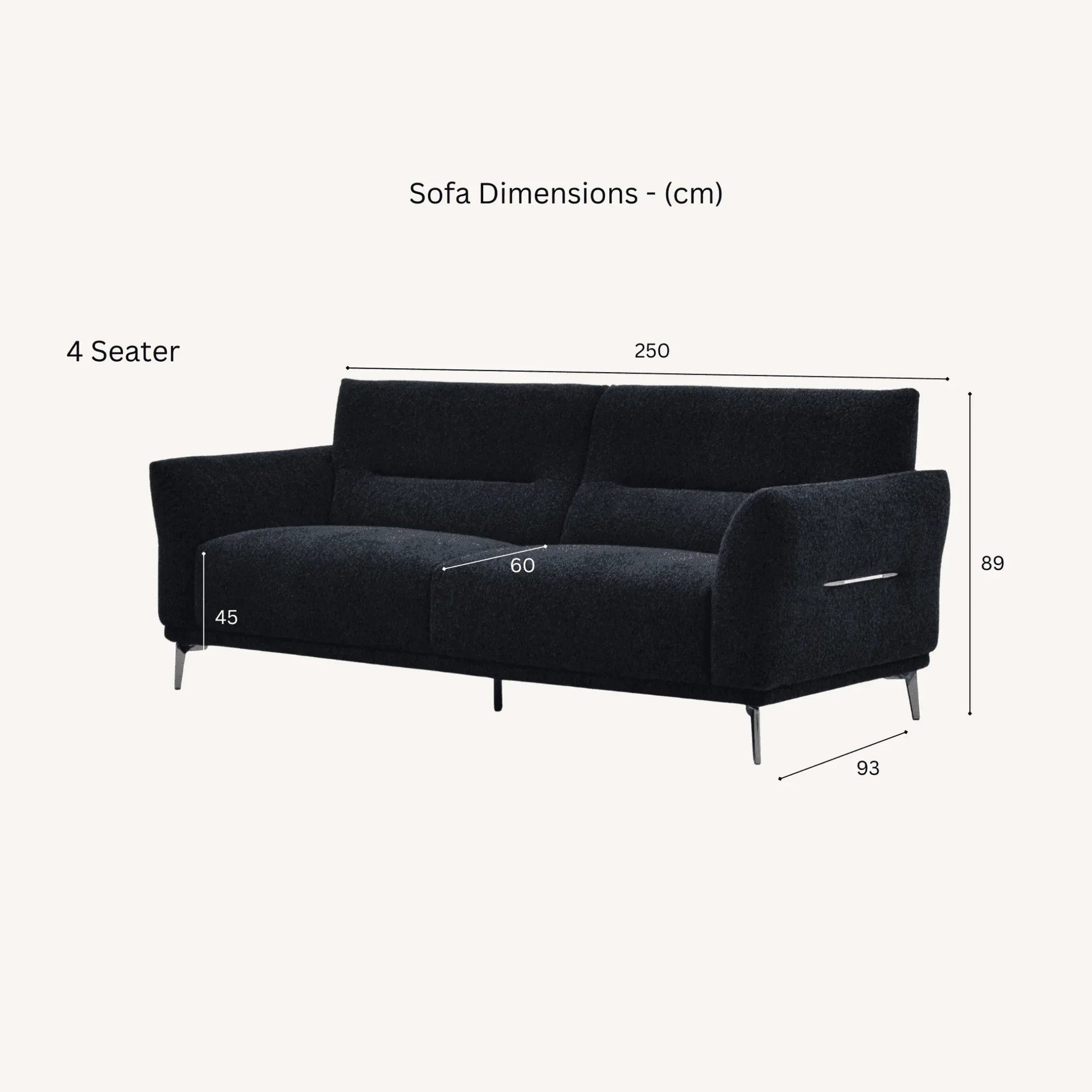Albert Sofa Range in Black Lux Boucle Fabric