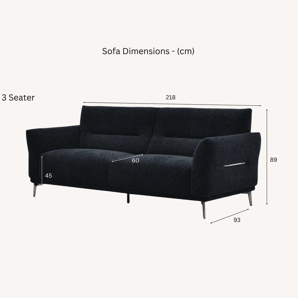 Albert Sofa Range in Black Lux Boucle Fabric