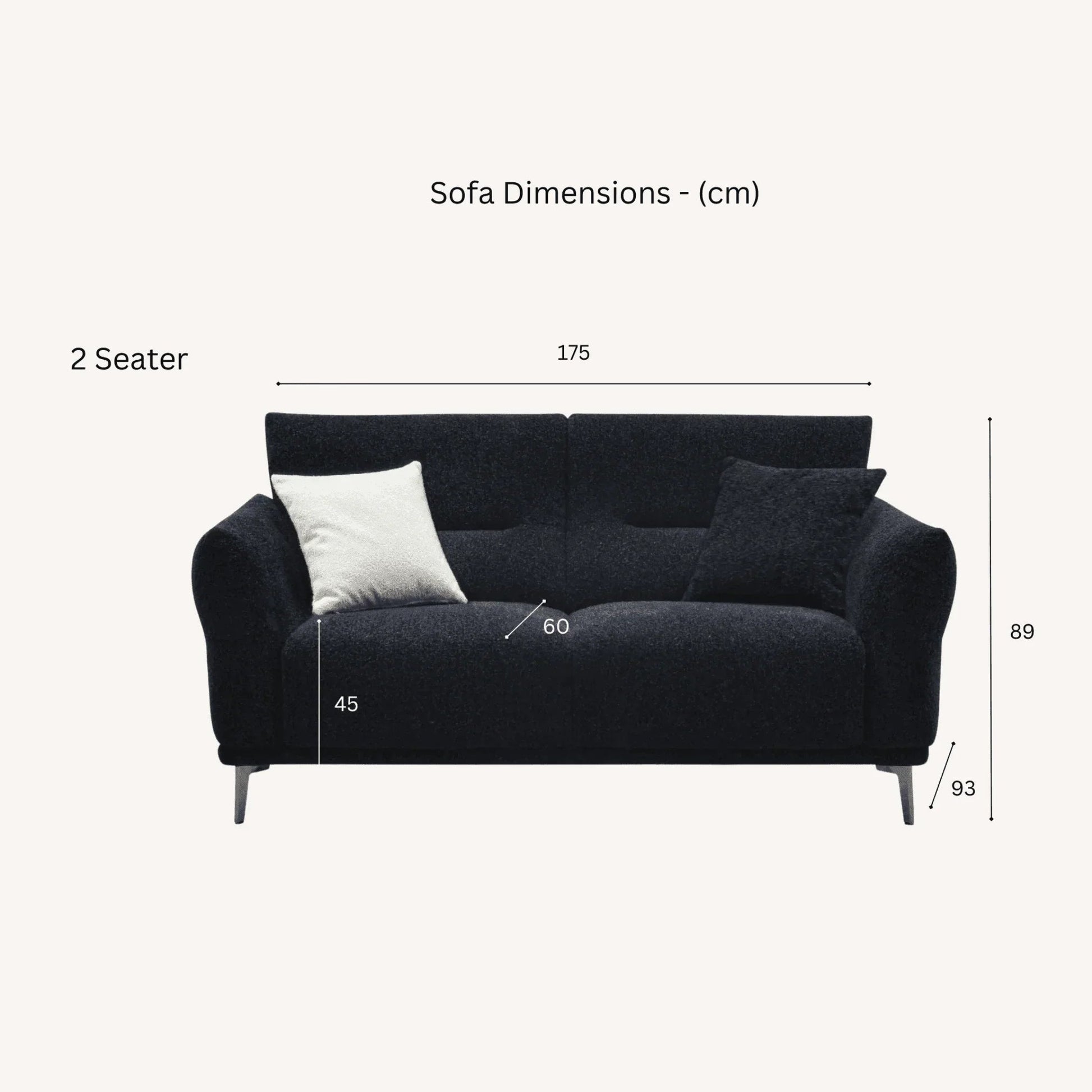 Albert Sofa Range in Black Lux Boucle Fabric
