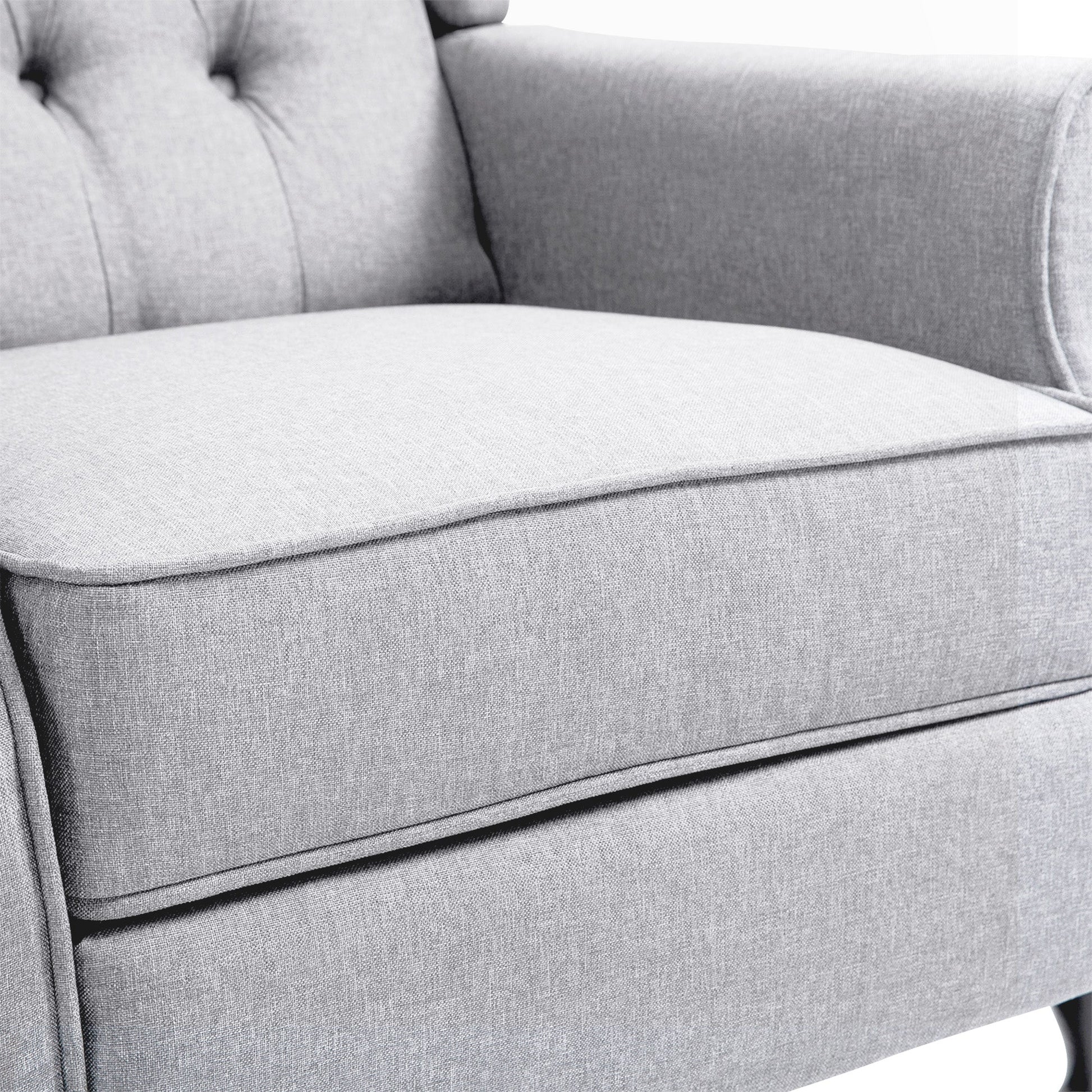 Recliner Armchair, Vintage Reclining Chair with Nail Head Trim, Wingback Chair with Button Tufted Back and Footrest, for Living Room, Light Grey