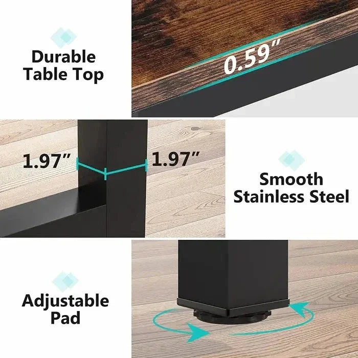 Modern Conference Table - Rectangular Meeting Desk for Computer Use