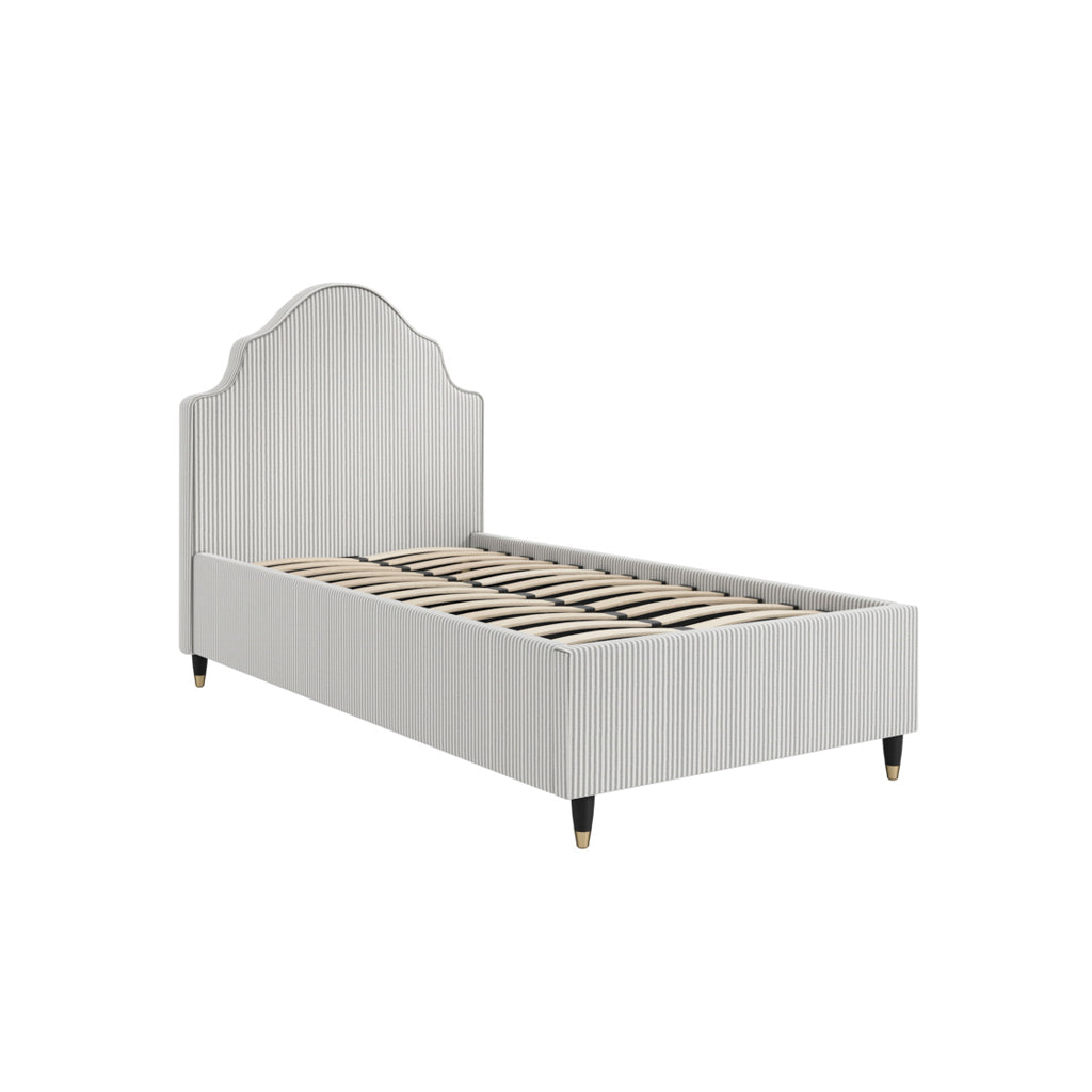Mila Grey Linen Thin Striped Single Bed
