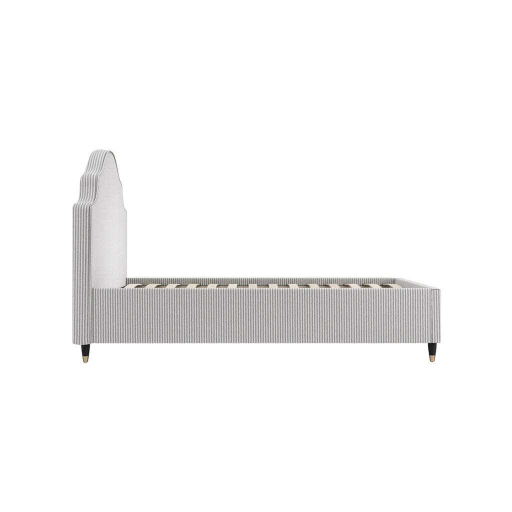 Mila Grey Linen Thin Striped Single Bed