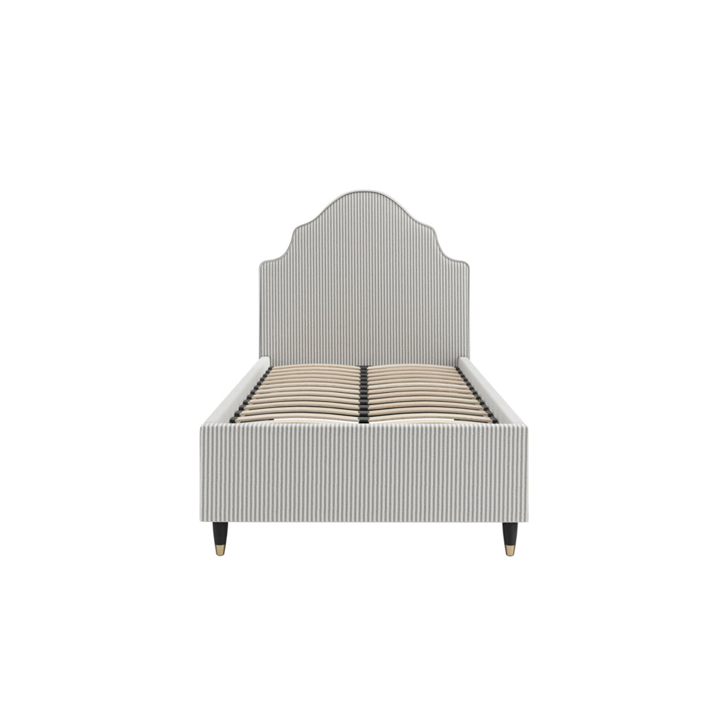 Mila Grey Linen Thin Striped Single Bed