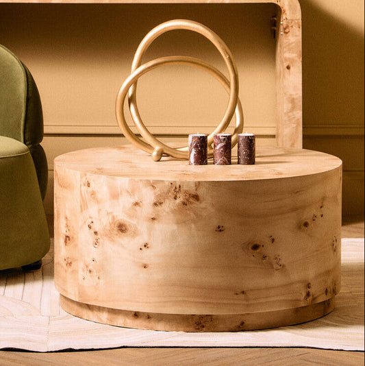 Mota Natural Burl Wood Round Coffee Table