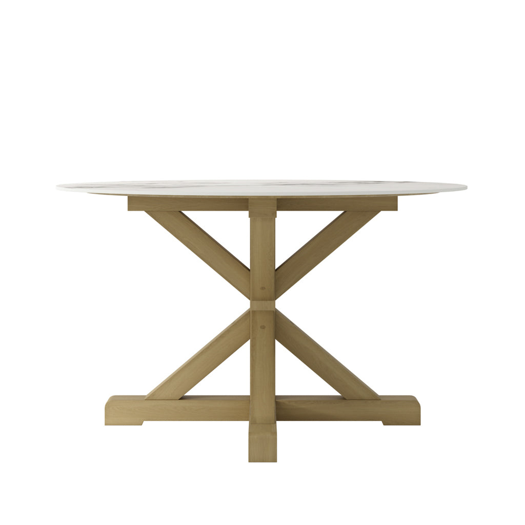 Naples Stone Top Round Latte Legs Dining Table - 120cm