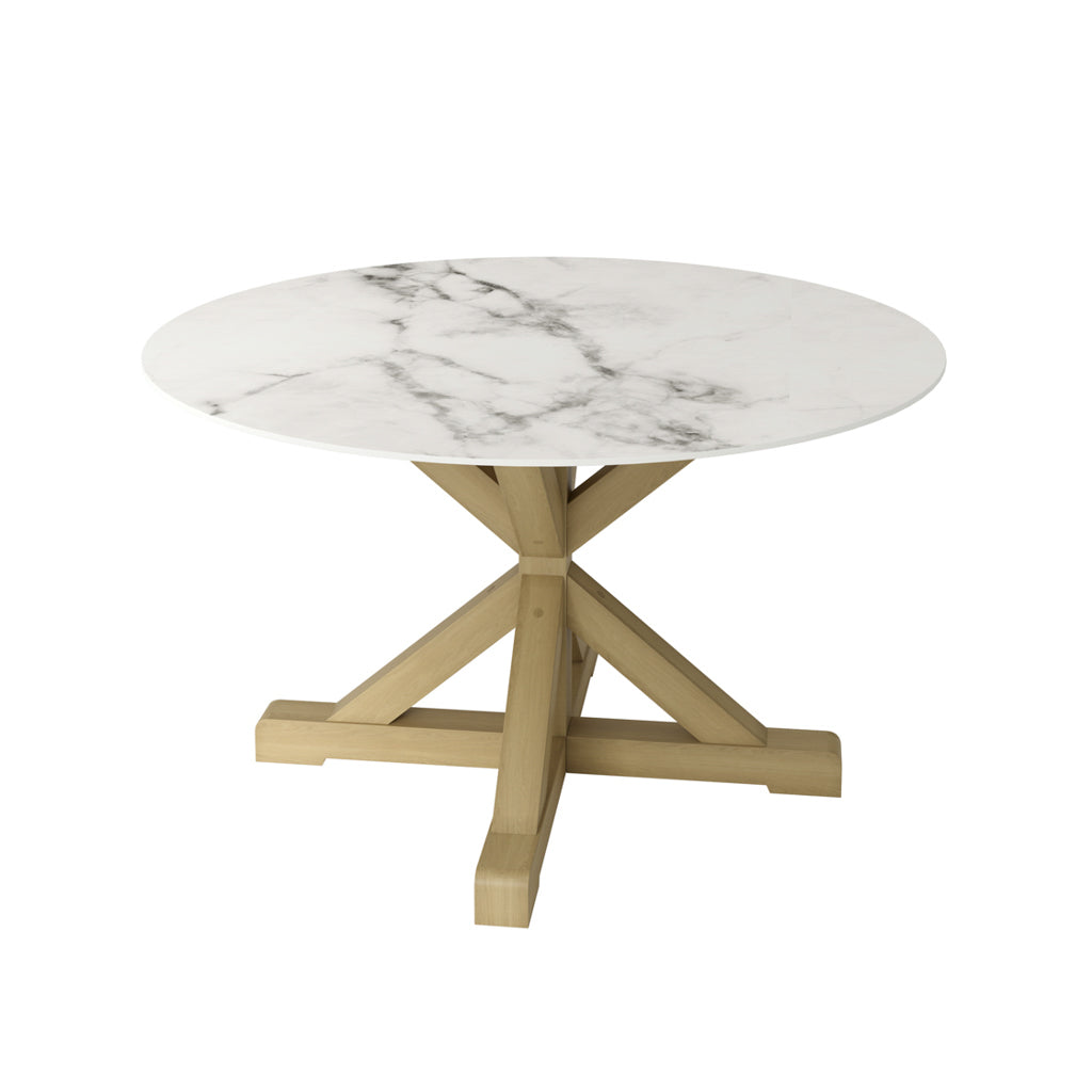 Naples Stone Top Round Latte Legs Dining Table - 120cm
