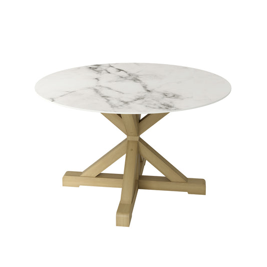 Naples Stone Top Round Latte Legs Dining Table - 120cm