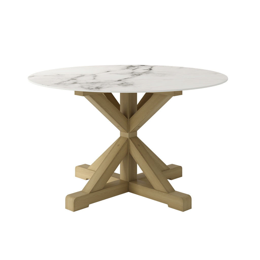 Naples Stone Top Round Latte Legs Dining Table - 120cm