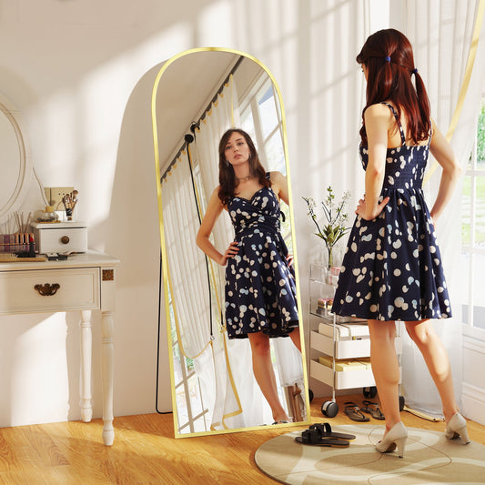 Aluminium Frame Standing Mirror - Gold
