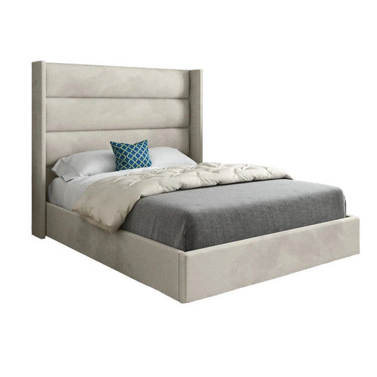 Louis Straight Winged Upholstered Soft Velvet Bed Frame