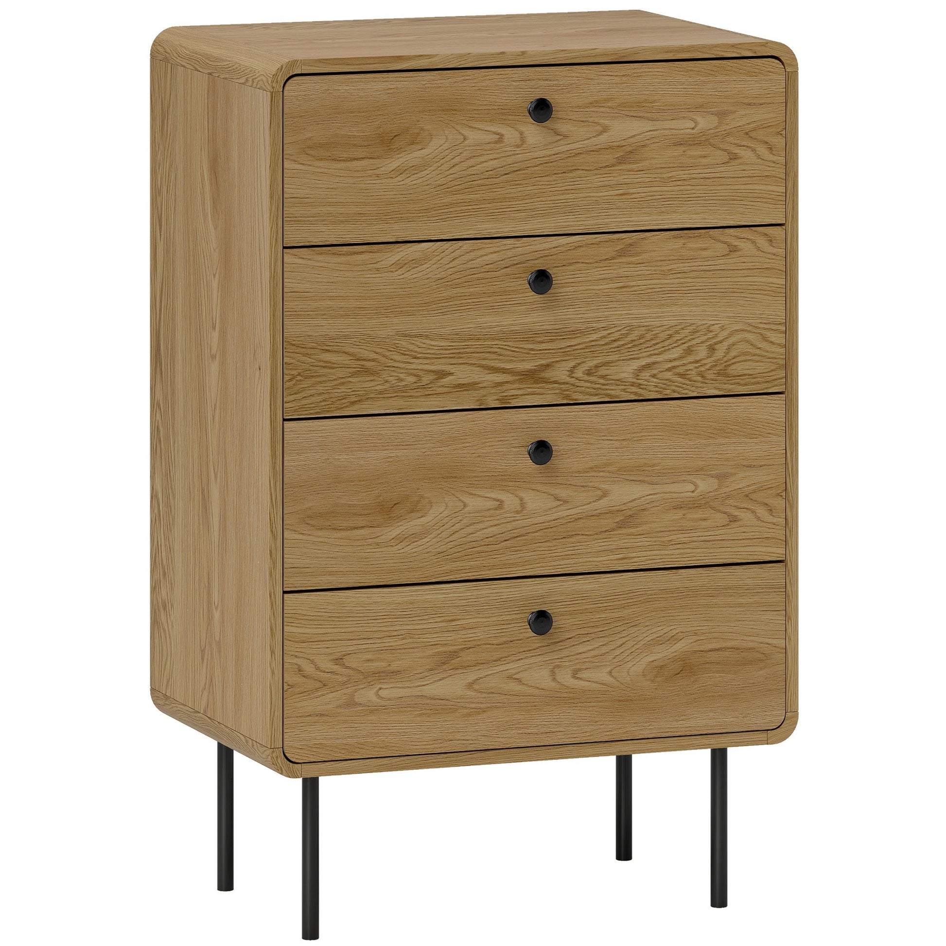 Modern Chest of Drawers with 4 Drawers - Oak