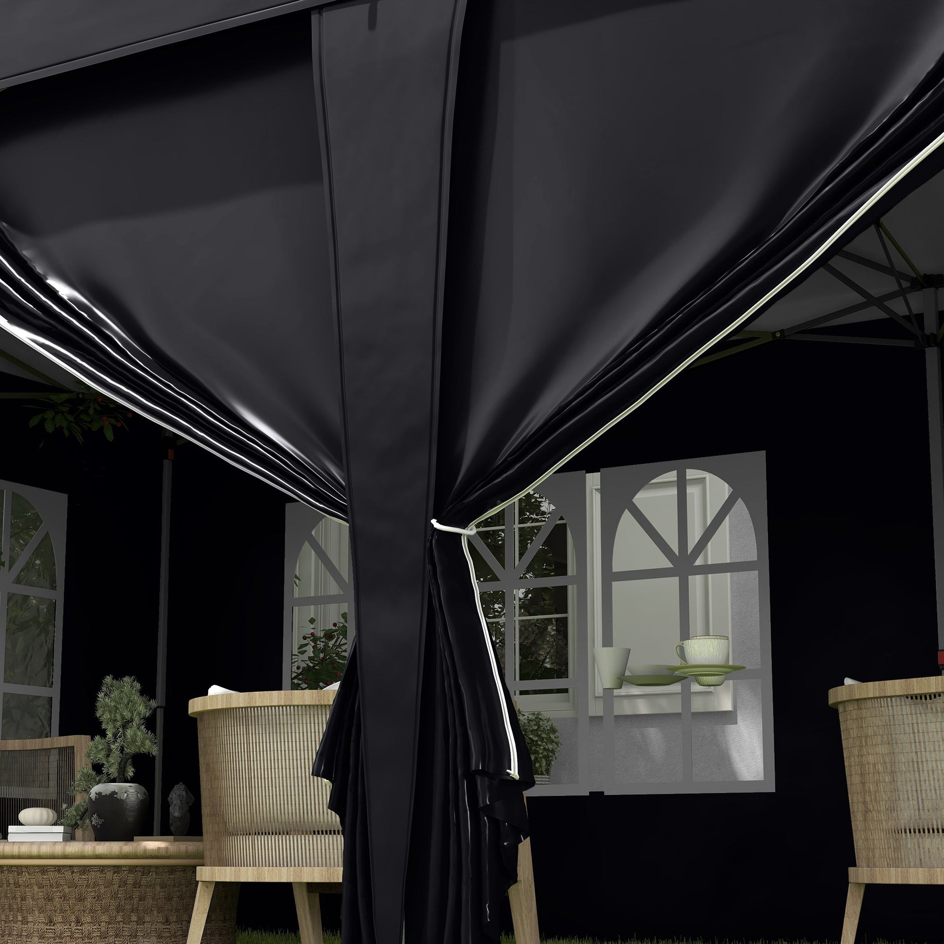 3 x 6m Pop-Up Gazebo, with Curtain Walls and Windows - Grey