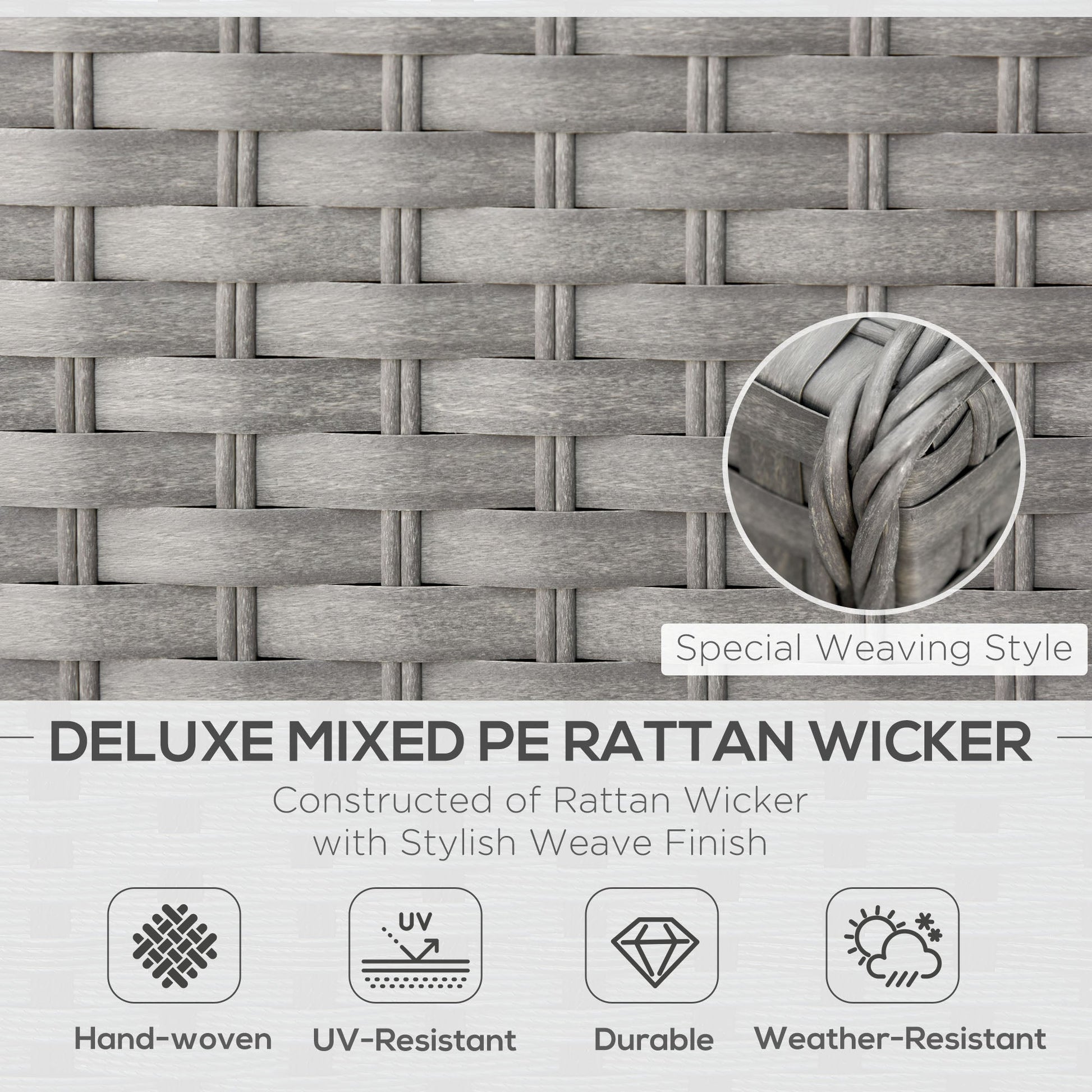 6 Pieces Outdoor PE Rattan Wicker Corner Sofa Set with 10cm Thick Padded Cushions, Aluminium Conservatory Furniture with Glass Top Coffee Table, Footstools, Grey