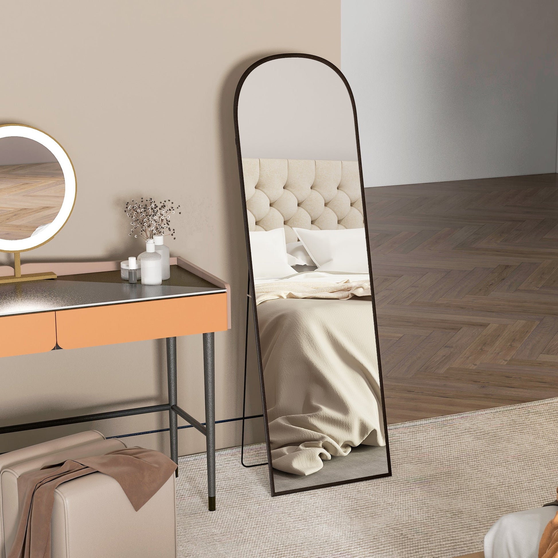 Aluminium Frame Standing Mirror - Black