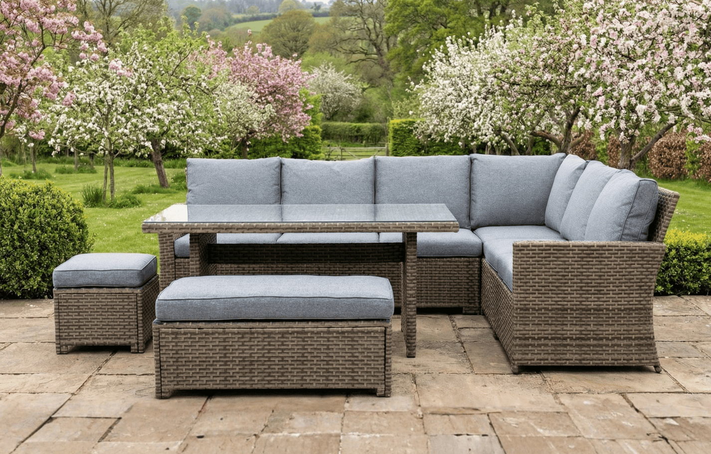 Palma Grey Rattan Garden Lounge Set and Cover Bundle