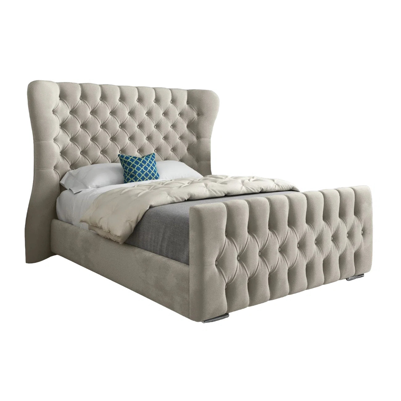 Miriam Wide Curved Winged Upholstered Bed Frame