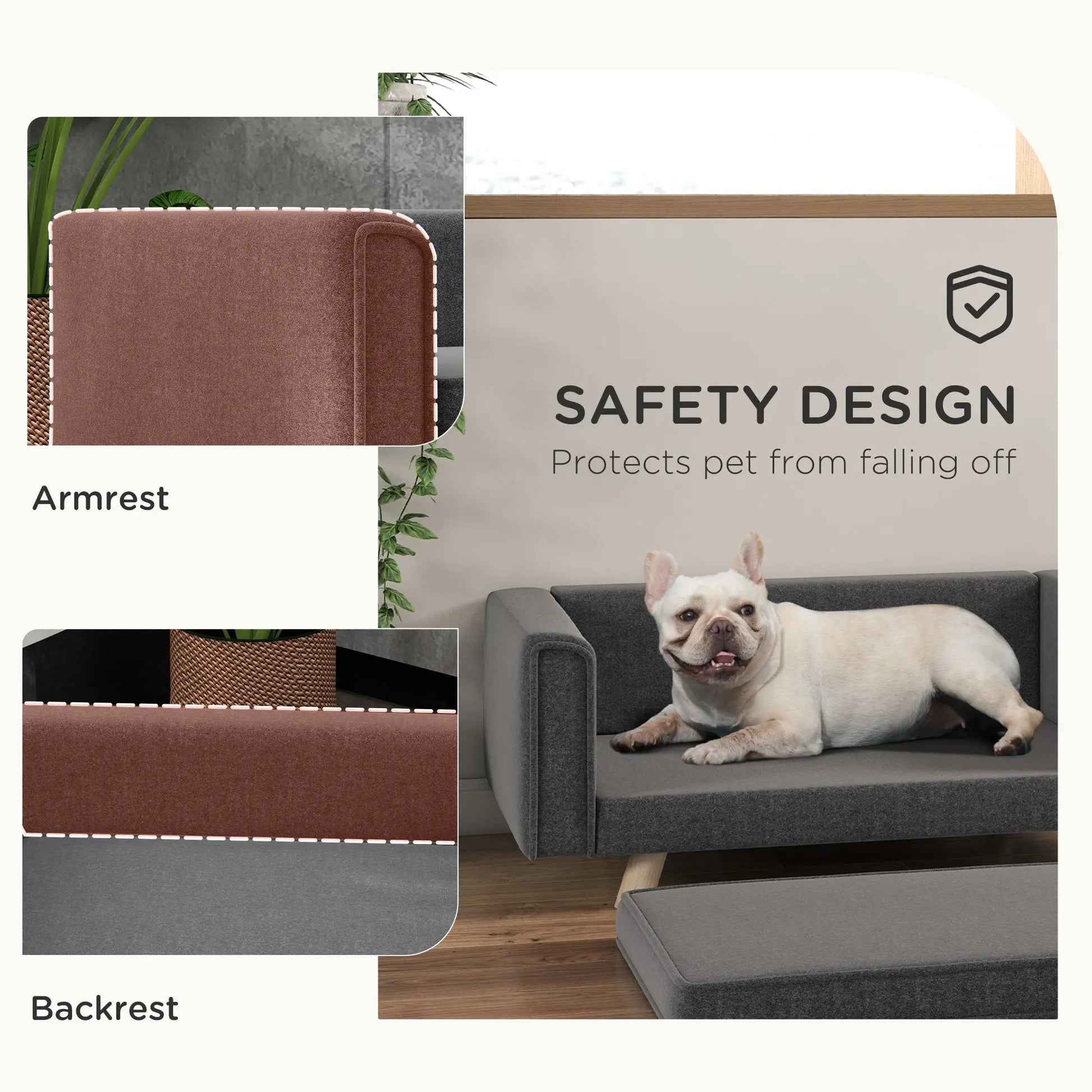 Elevated Dog Sofa Bed, with Cushion, for Medium and Small Dogs, Grey