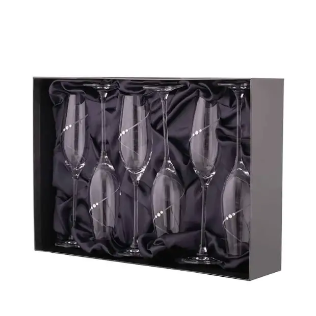 Diamante Champagne Flutes with Swarovski Crystals  - Gift Box of 6