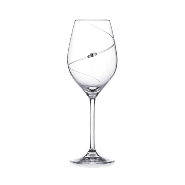 Diamante Wine Glasses with Swarovski Crystals - Gift Box of 6