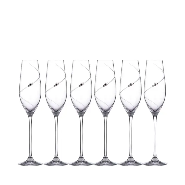 Diamante Champagne Flutes with Swarovski Crystals  - Gift Box of 6