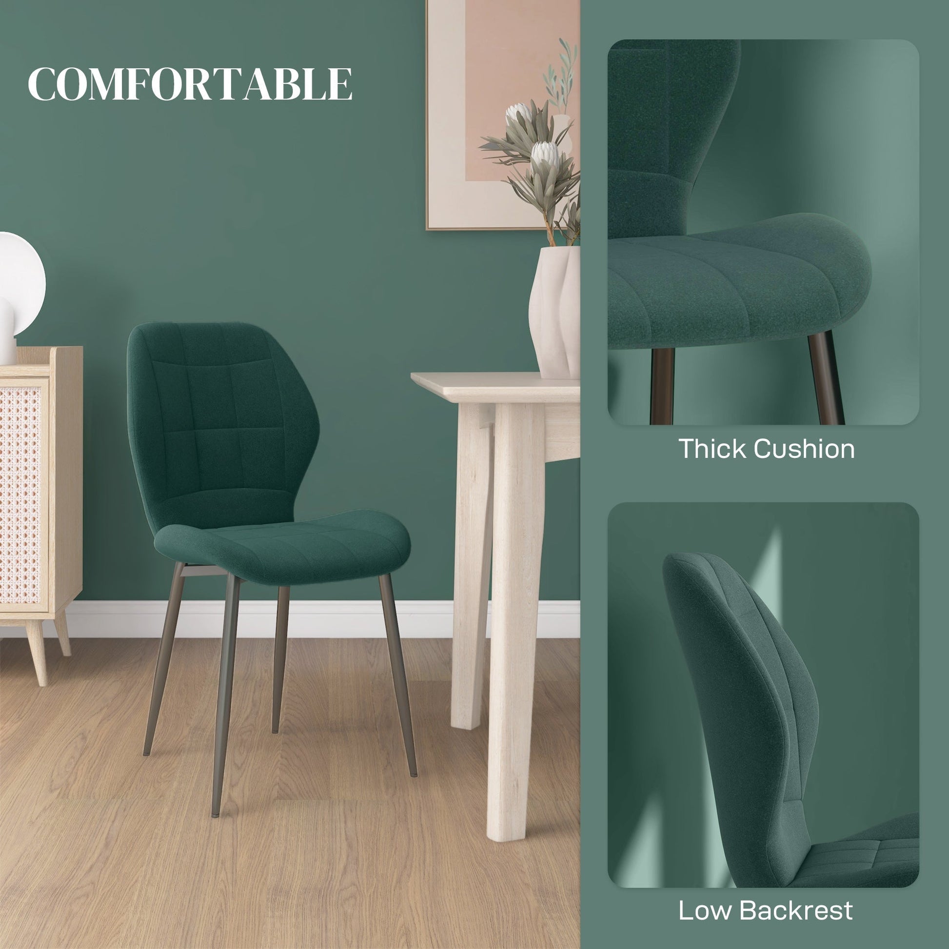 Set of Four Flannel Relaxed Tub Dining Chairs x4 - Green