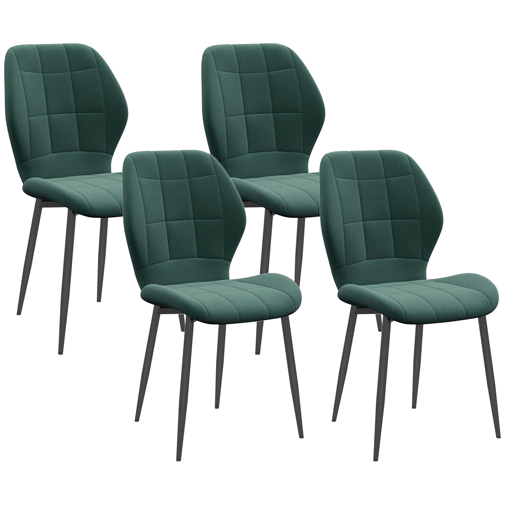 Set of Four Flannel Relaxed Tub Dining Chairs x4 - Green