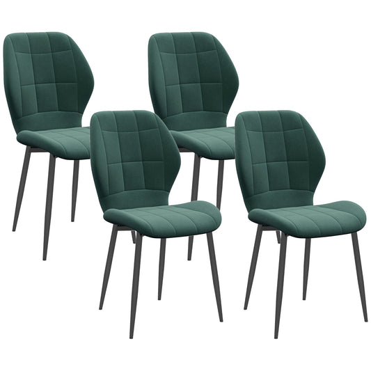 Set of Four Flannel Relaxed Tub Dining Chairs x4 - Green