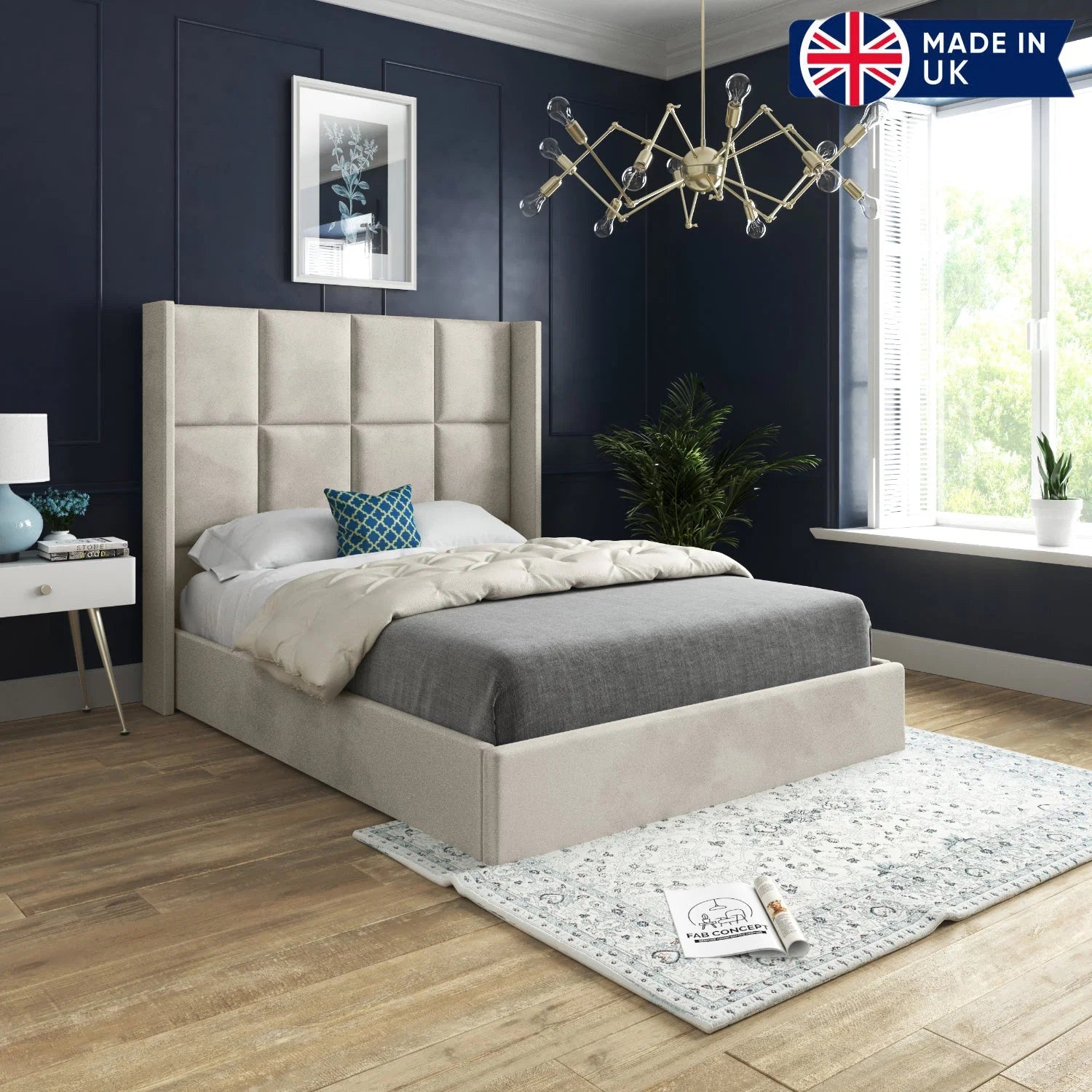 Monarch Straight Winged Upholstered Bed Frame