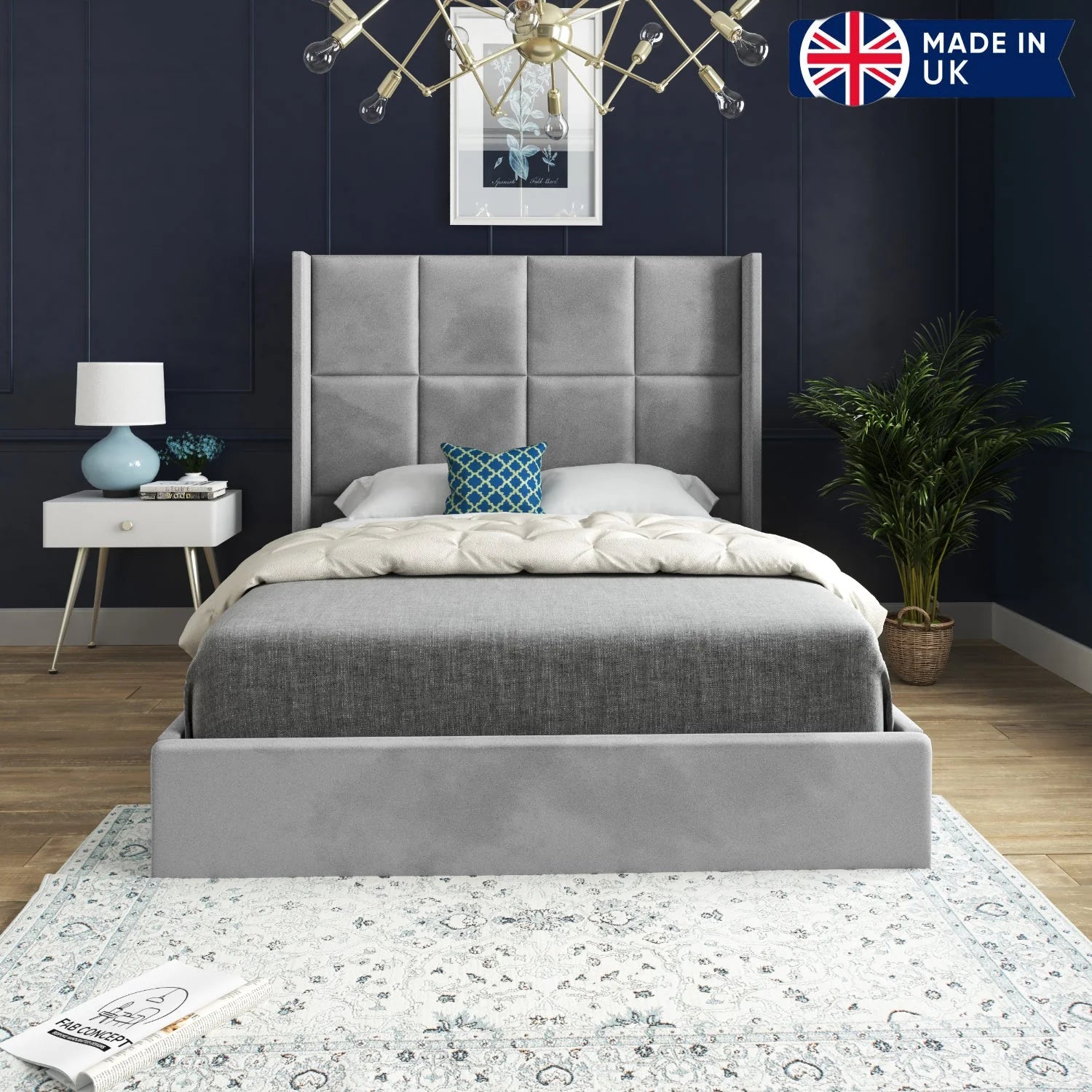 Monarch Straight Winged Upholstered Bed Frame