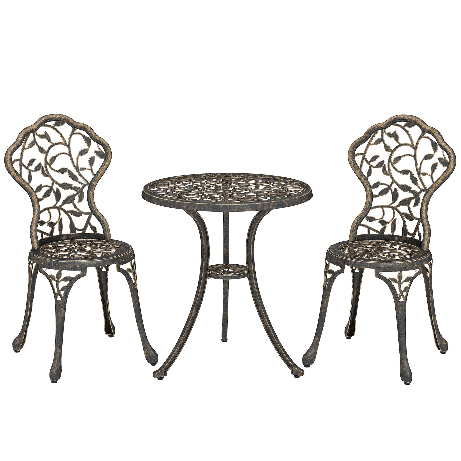 3 Pcs Aluminium Bistro Set Garden Furniture Dining Table Chairs Outdoor Seat Patio Seater Brown